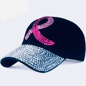 Breast cancer awareness rhinestone cap.